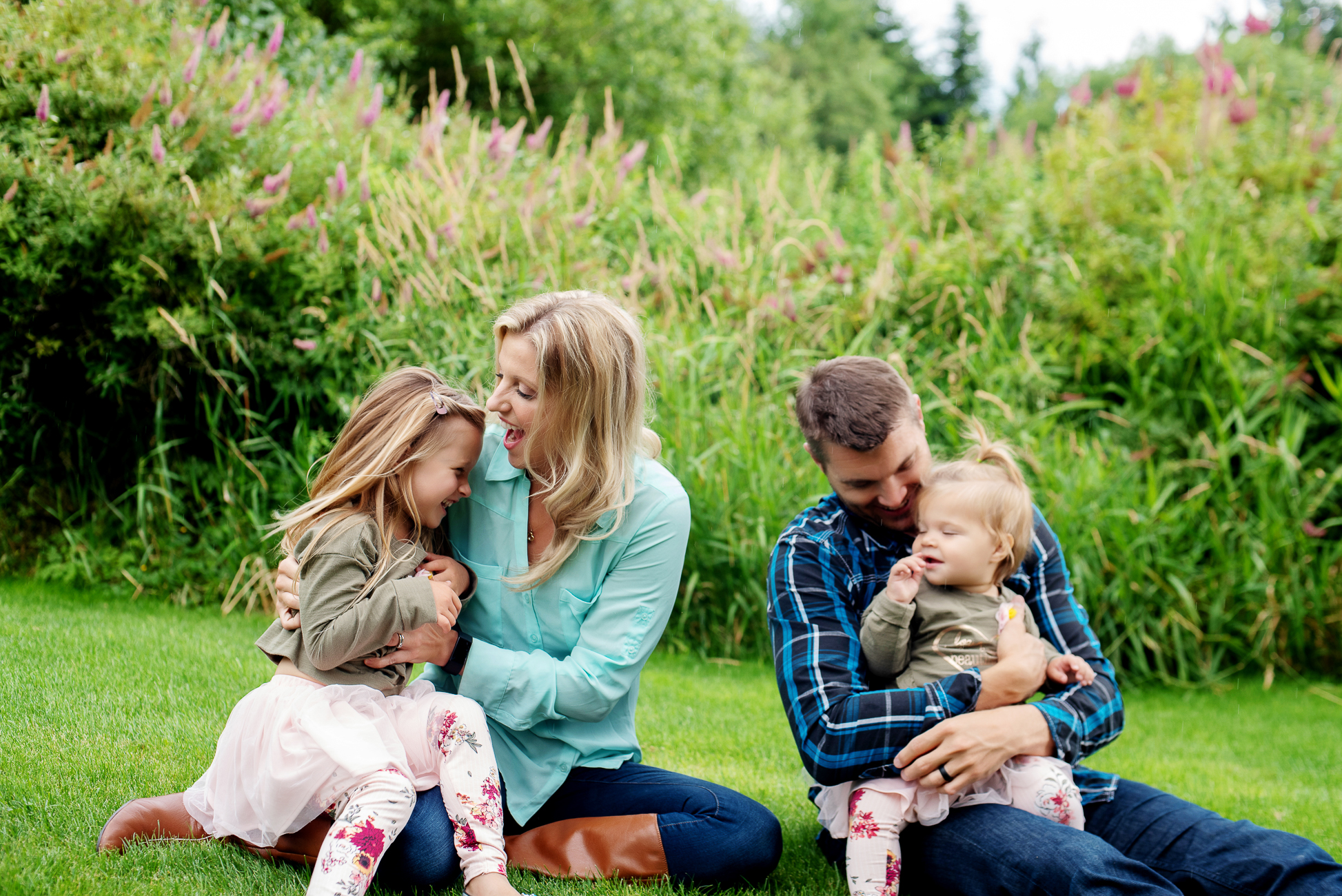 working parents with their kids